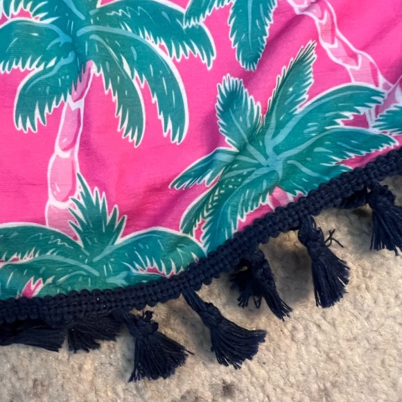 Simply Southern Pink and Green Shorts with Navy Blue Pom Poms Size S/M - Picture 8 of 8